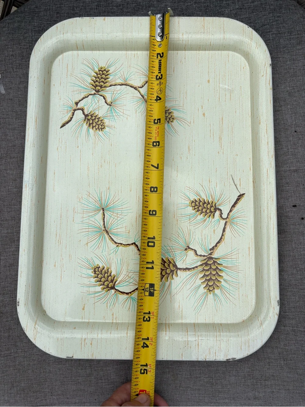 Vintage Metal Pinecone Branch Serving Trays set of four